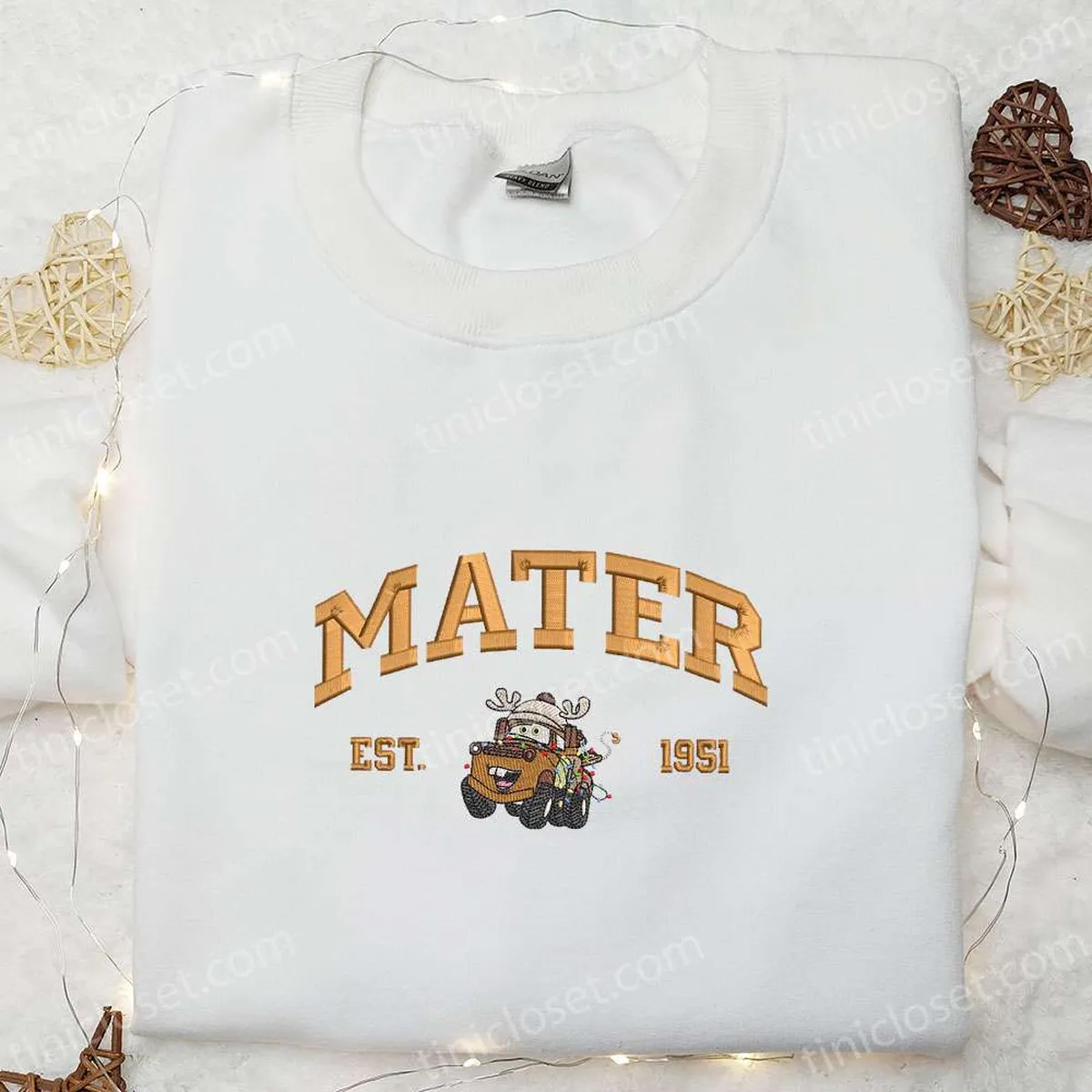 Mater Est 1951 Xmas Embroidered Shirt, Disney Pixar Cars Embroidered Hoodie, Christmas Embroidered Sweatshirt