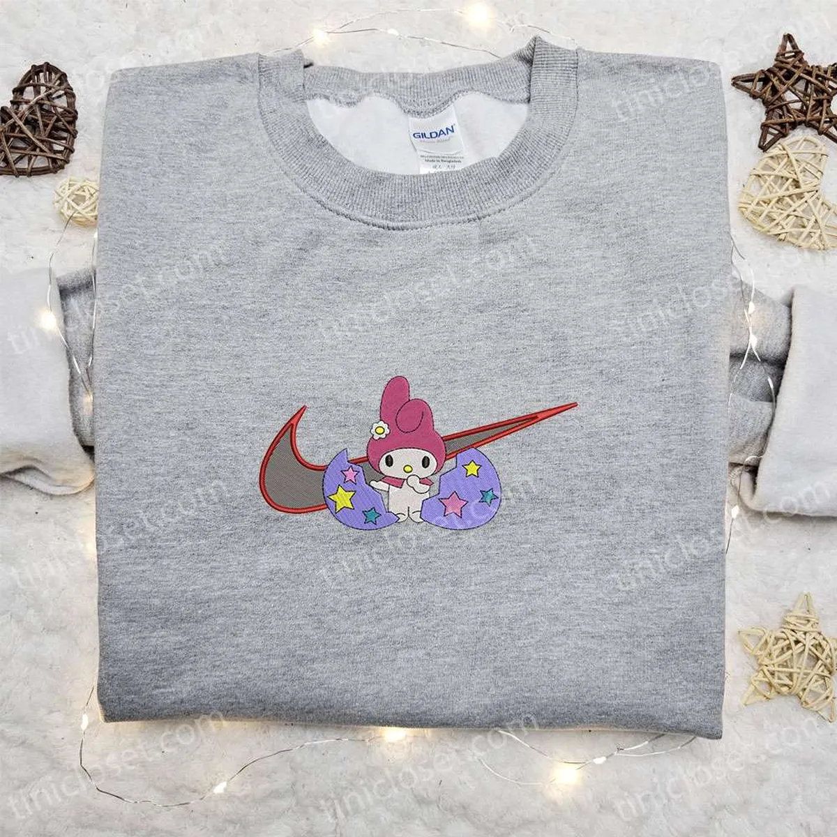 Melody x Swoosh Cartoon Embroidered Sweatshirt, Hello Kitty Embroidered Shirt, Best Birthday Gift Ideas for Family