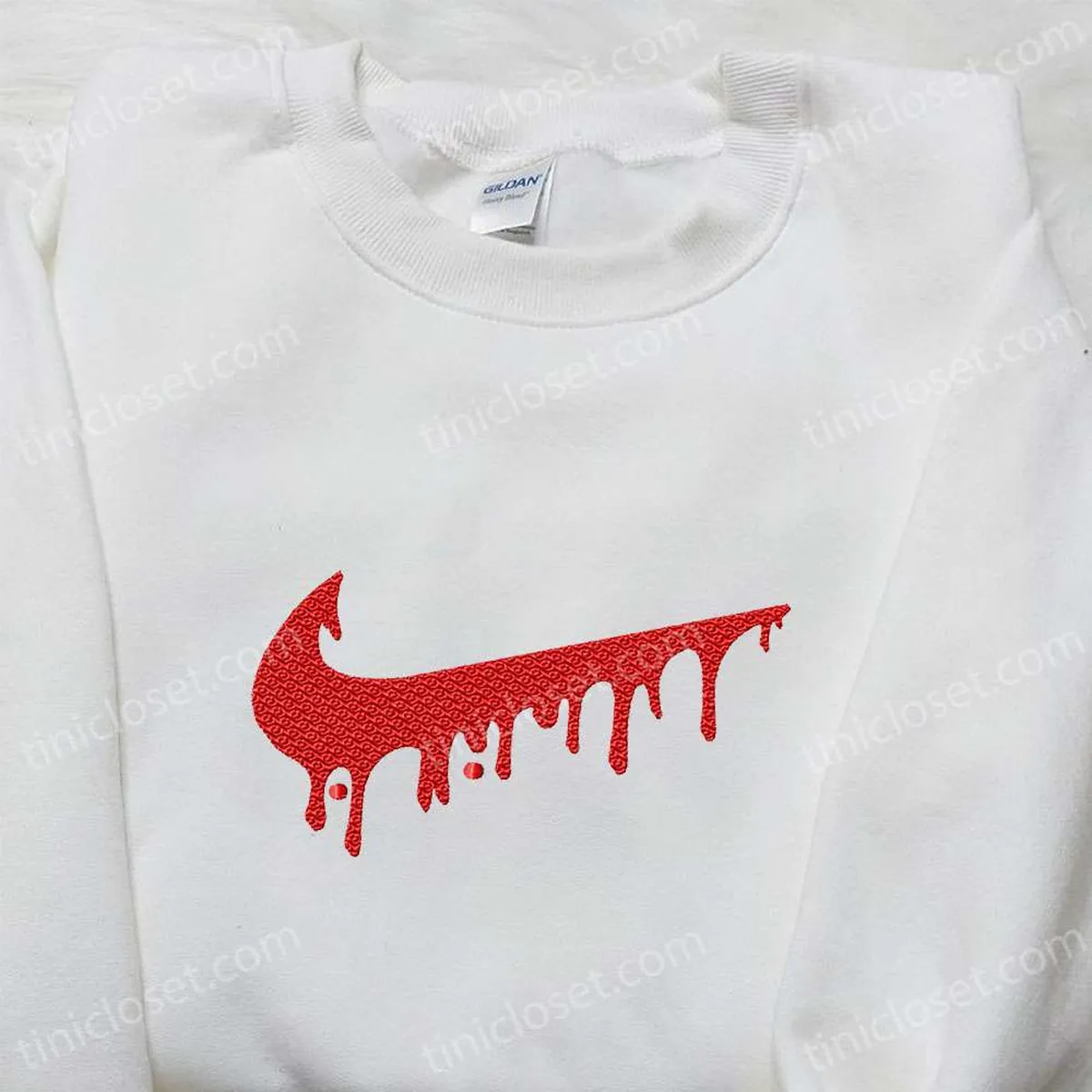 Melting Swoosh Embroidered Sweatshirt, Nike Inspired Embroidered Shirt, Best Birthday Gift Ideas