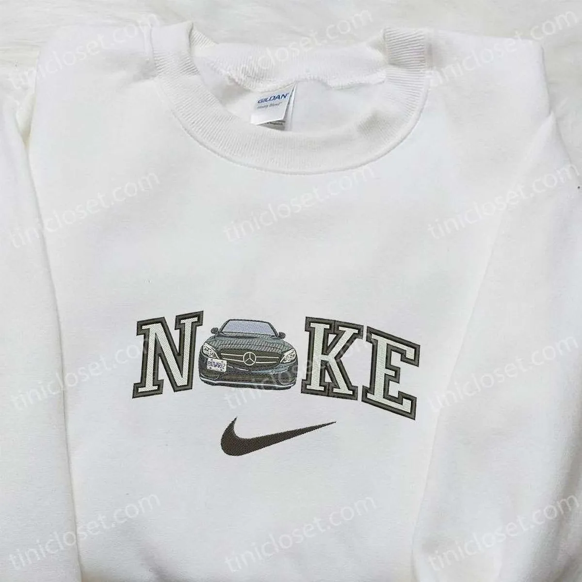 Mercedez x Nike Embroidered Hoodie, Transportation Embroidered Shirt, Nike Inspired Embroidered Shirt