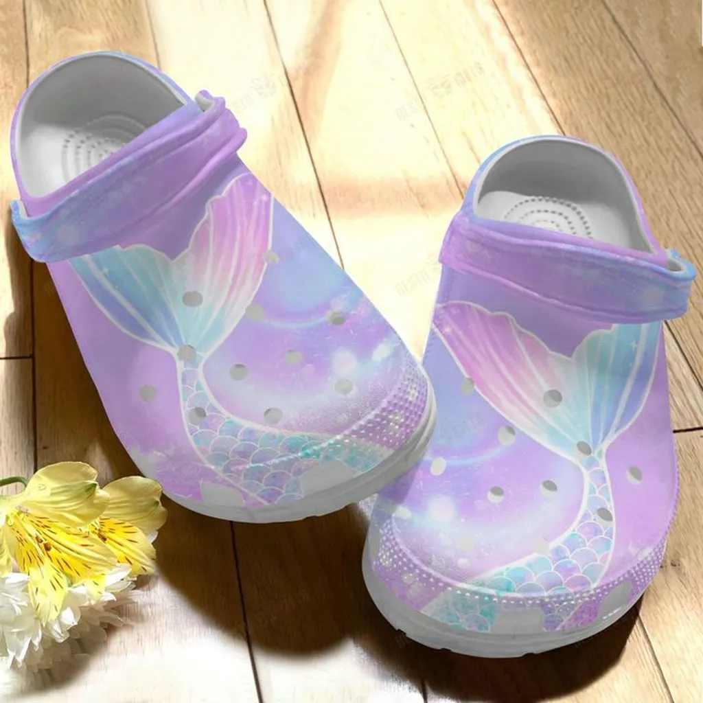 Mermaid White Sole Magical Mermaid Crocs, Personalized Crocs Classic Clogs