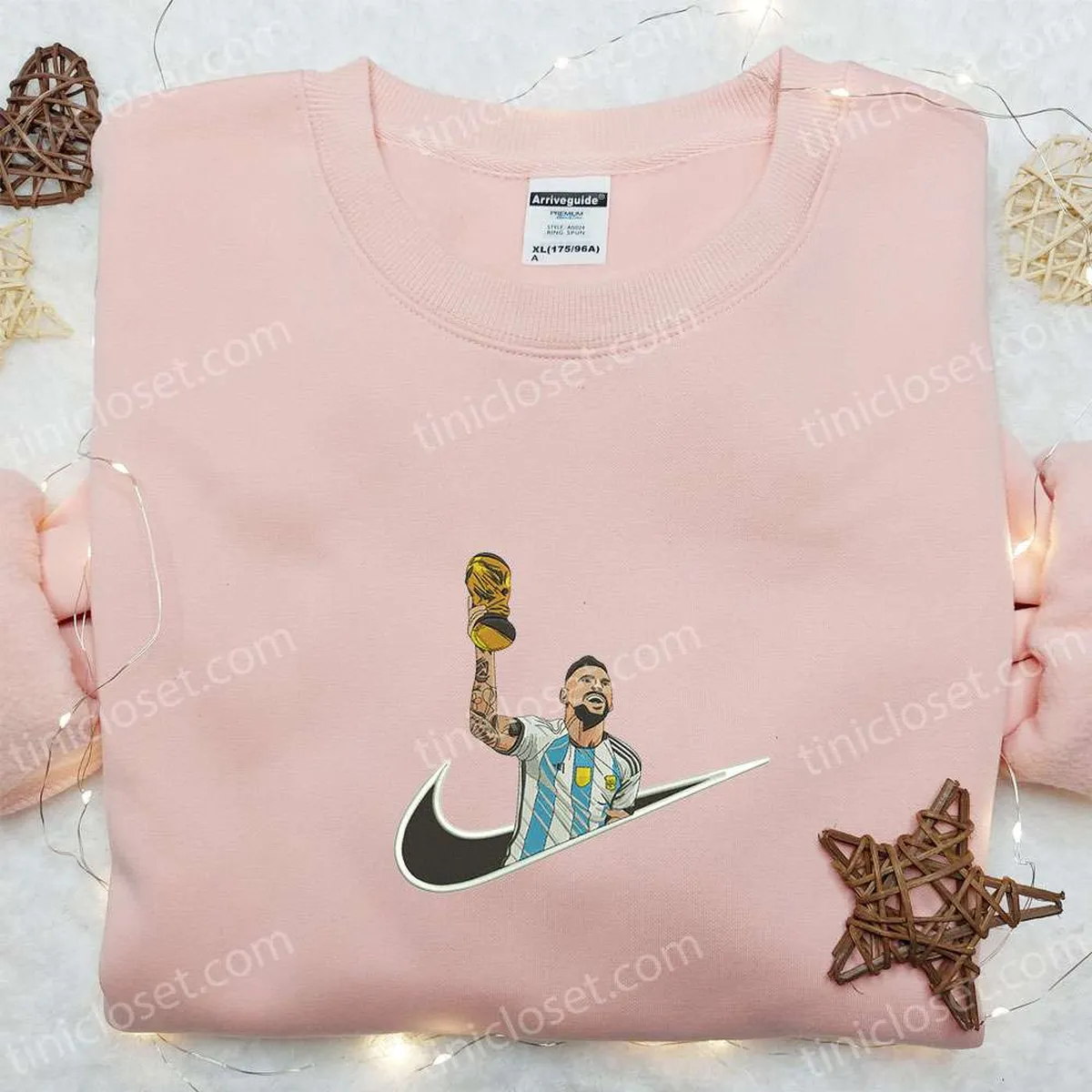 Messi x Nike Embroidered Shirt, Celebrity Embroidered Hoodie, Custom Nike Embroidered T-shirt