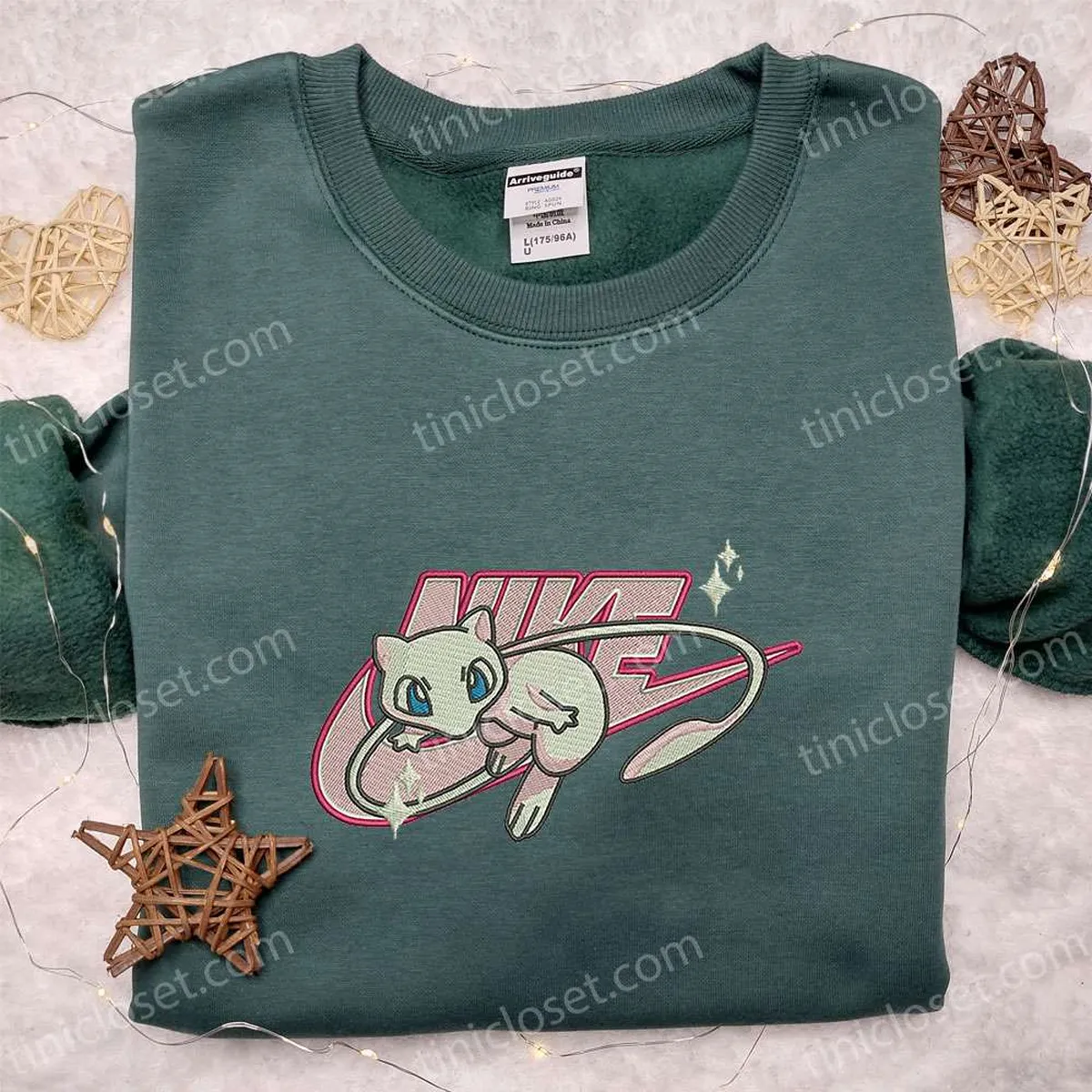 Mew x Nike Embroidered Shirt, Pokemon Anime Embroidered Hoodie, Nike Inspired Embroidered Sweatshirt