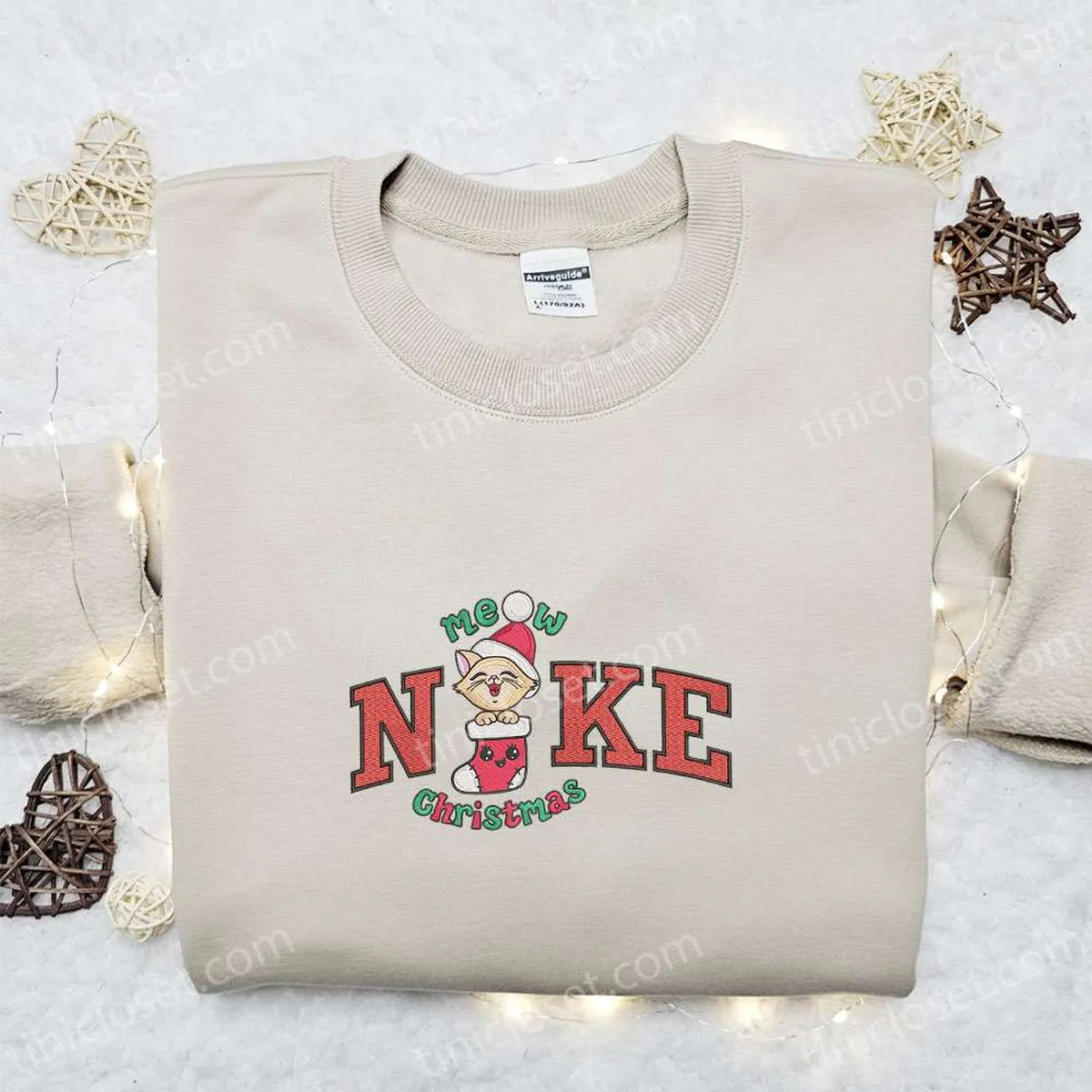 Mew Xmas x Nike Christmas Embroidered Sweatshirt, Merry Christmas Embroidered Shirt, Best Christmas Day Gift Ideas