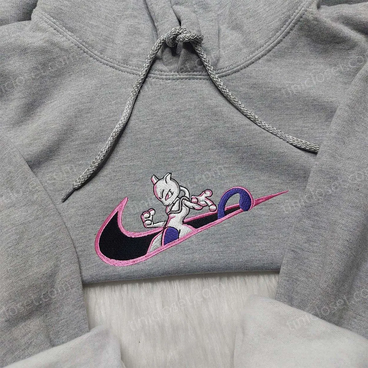 Mewtwo Pokemon Embroidered Shirt, Pokemon Embroidered Sweatshirt, Cool Anime Hoodie