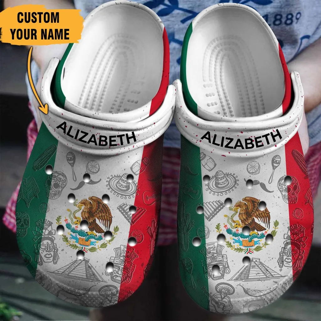 Mexico Flag Gift For Fan Classic Water Rubber Crocs Clog