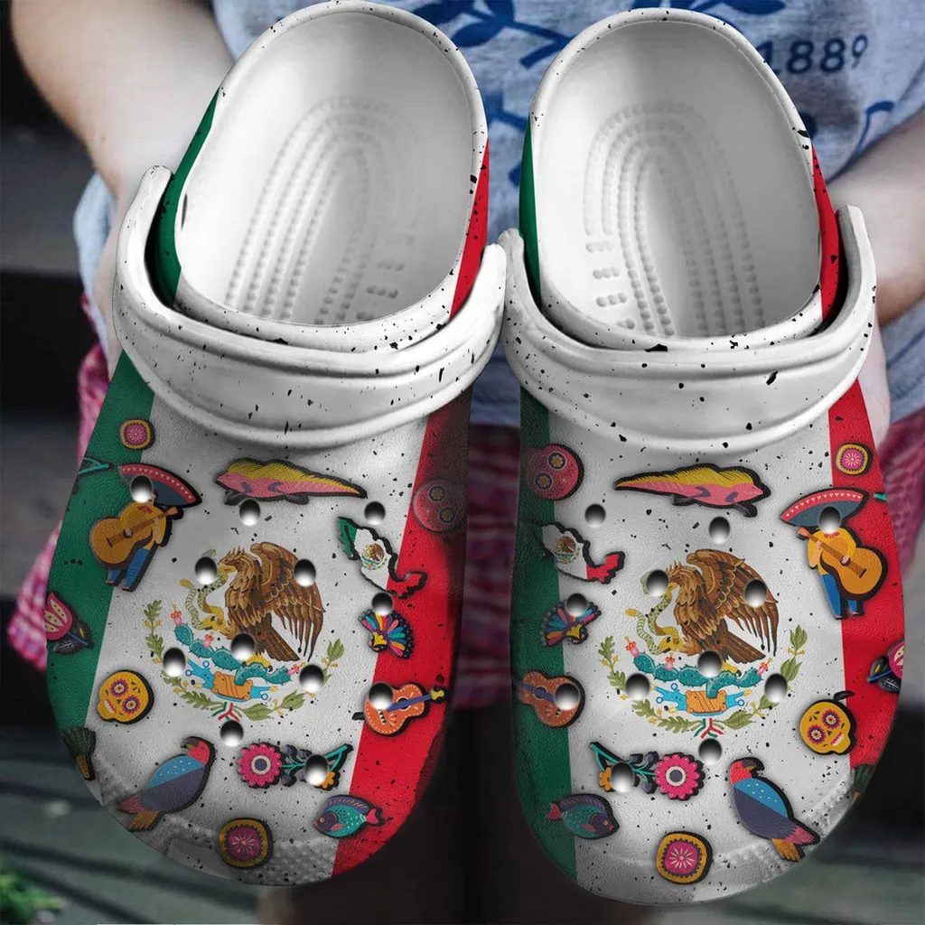 Mexico Flag Symbol For Men And Women Gift For Fan Classic Water Rubber Crocs Clog