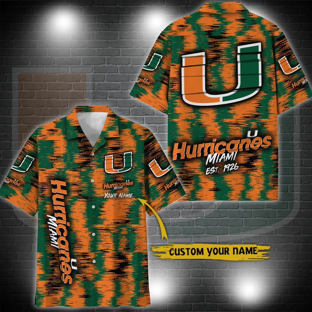 Miami Hurricanes Aloha Hawaiian Shirt Custom Your Name, Sport 3D Shirt, Gift For Fan VPHWA2451152012