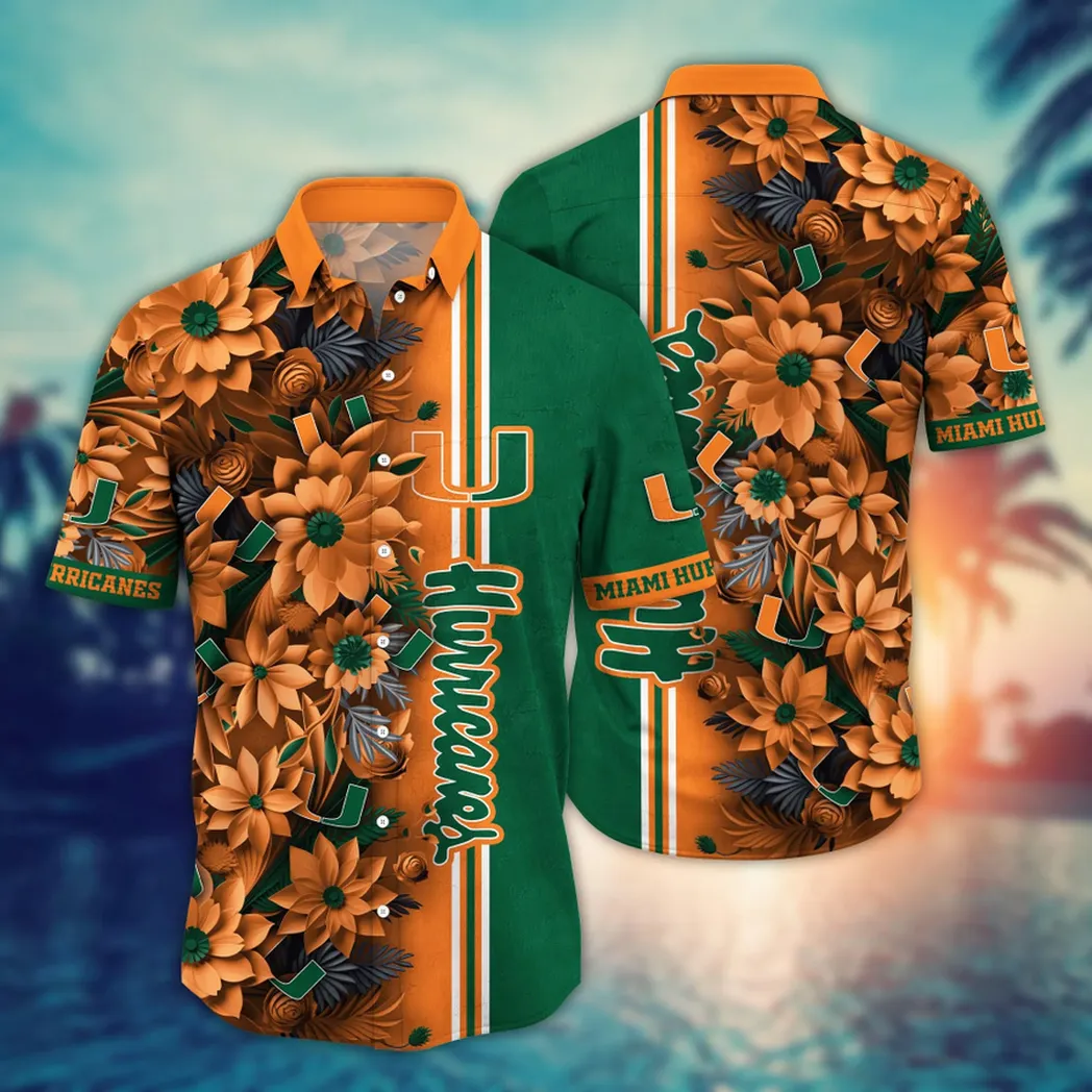 Miami Hurricanes NCAA Flower Aloha Hawaiian Shirt, Custom Summer Football Shirts VPHWA2451153203