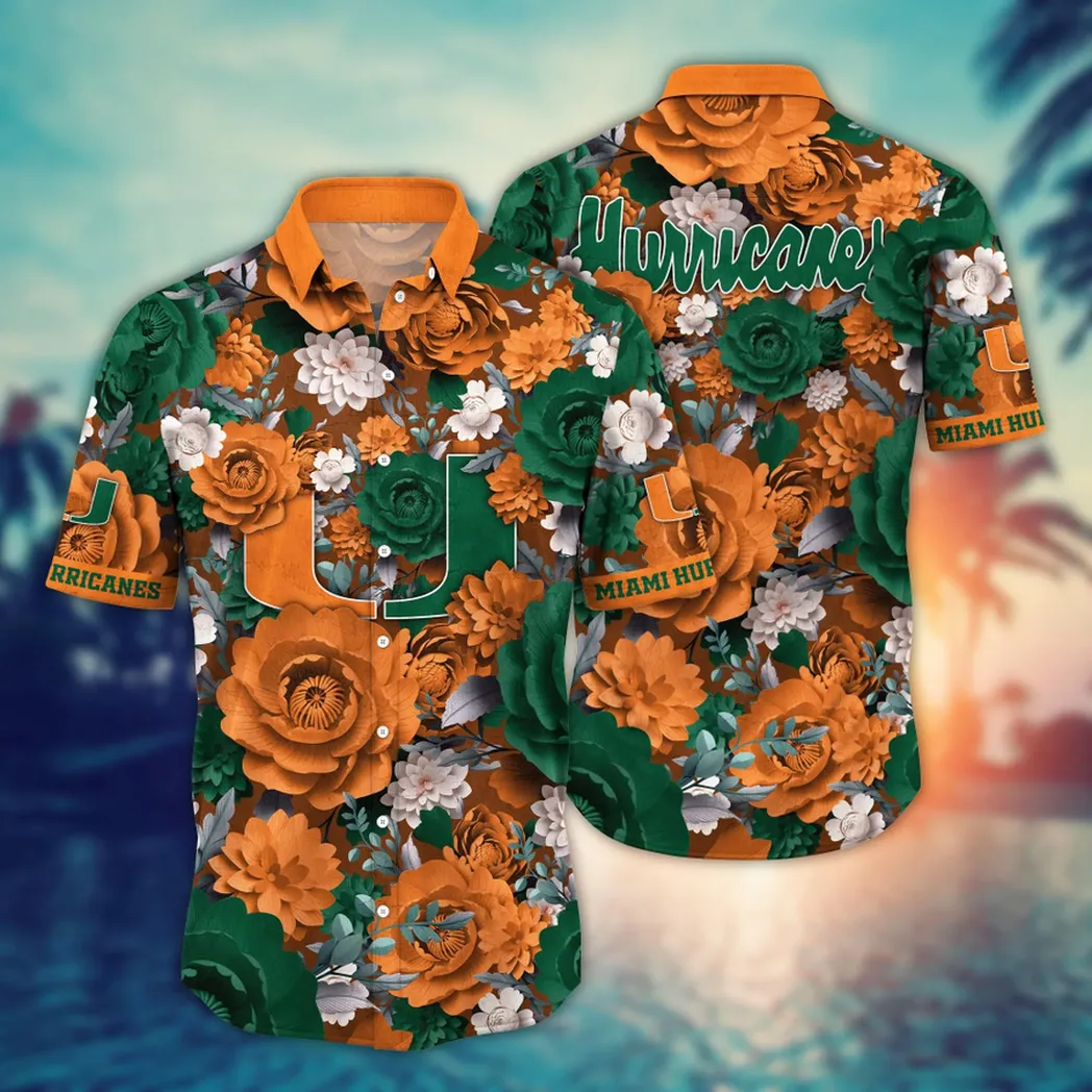 Miami Hurricanes NCAA Flower Aloha Hawaiian Shirt, Custom Summer Football Shirts VPHWA2451153769