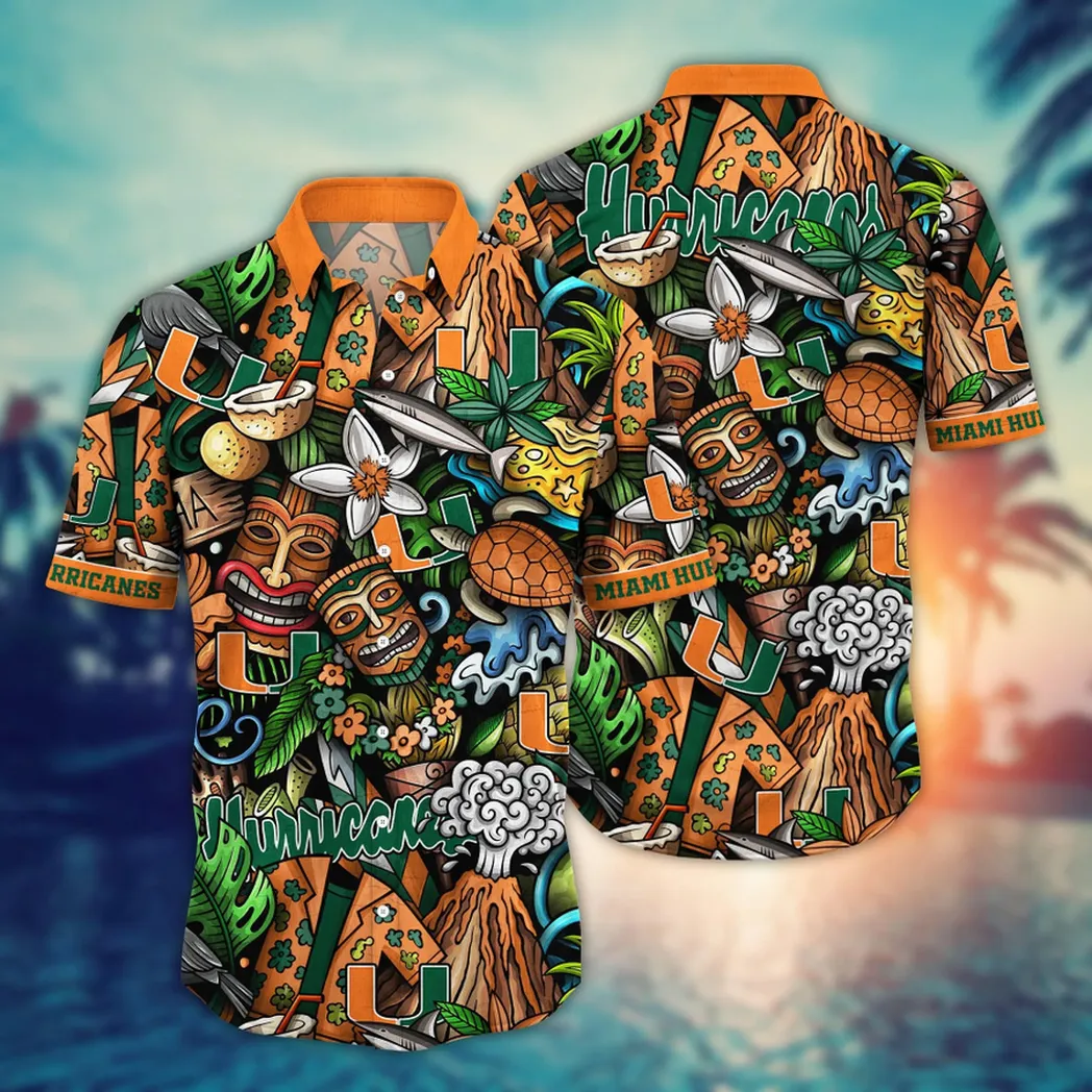 Miami Hurricanes NCAA Flower Aloha Hawaiian Shirt, Custom Summer Football Shirts VPHWA2451154351