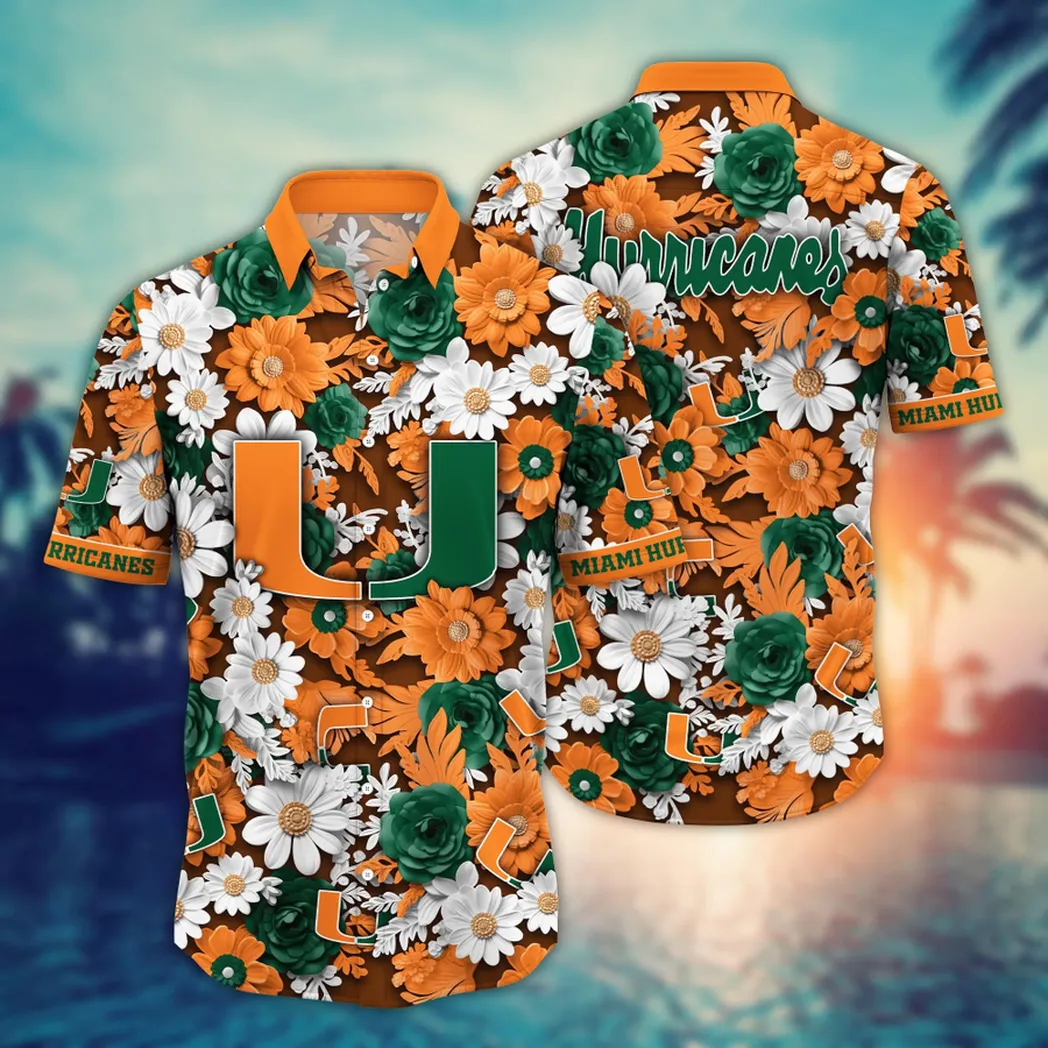 Miami Hurricanes NCAA Flower Aloha Hawaiian Shirt, Summer Football Shirts VPHWA2451153879