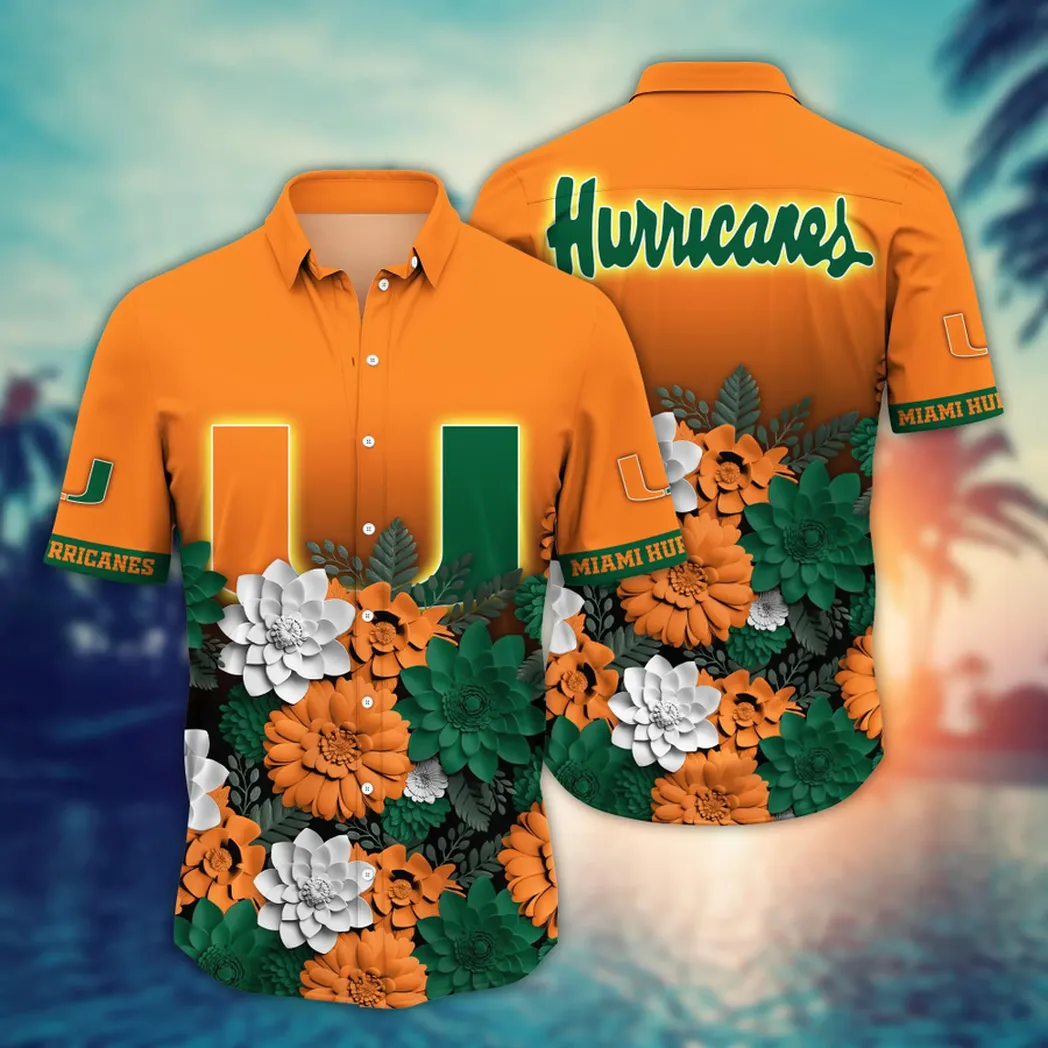 Miami Hurricanes NCAA Flower Aloha Hawaiian Shirt, Summer Football Shirts VPHWA2451155062