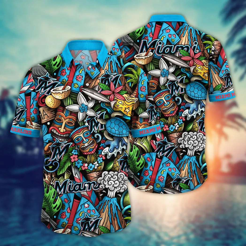 Miami Marlins MLB Flower Aloha Hawaiian Shirt, Custom Summer Football Shirts VPHWA2451152675