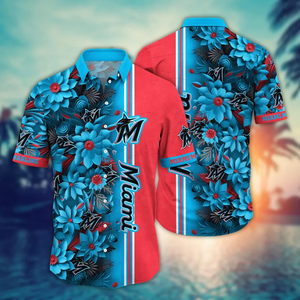 Miami Marlins MLB Flower Aloha Hawaiian Shirt, Custom Summer Football Shirts VPHWA2451153221