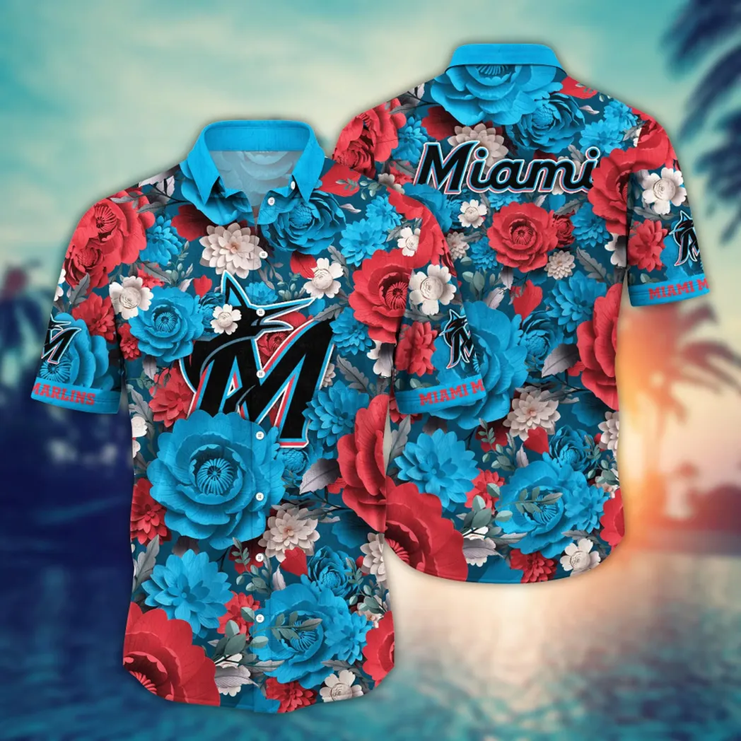 Miami Marlins MLB Flower Aloha Hawaiian Shirt, Custom Summer Football Shirts VPHWA2451154824