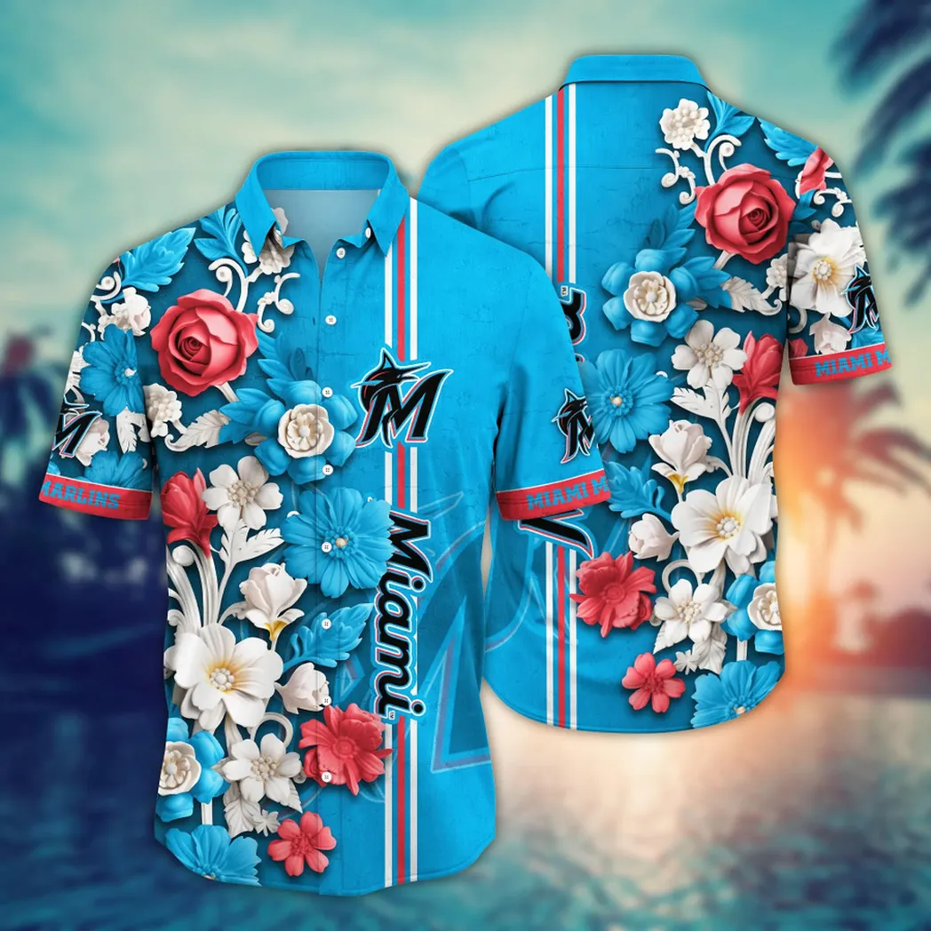 Miami Marlins MLB Flower Aloha Hawaiian Shirt, Summer Football Shirts VPHWA2451154982