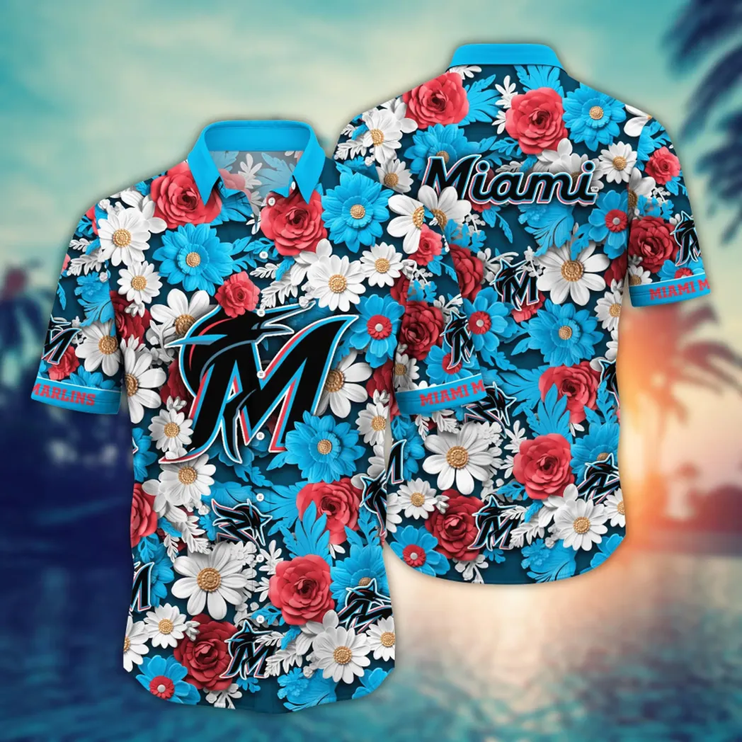 Miami Marlins MLB Flower Aloha Hawaiian Shirt, Summer Football Shirts VPHWA2451155019