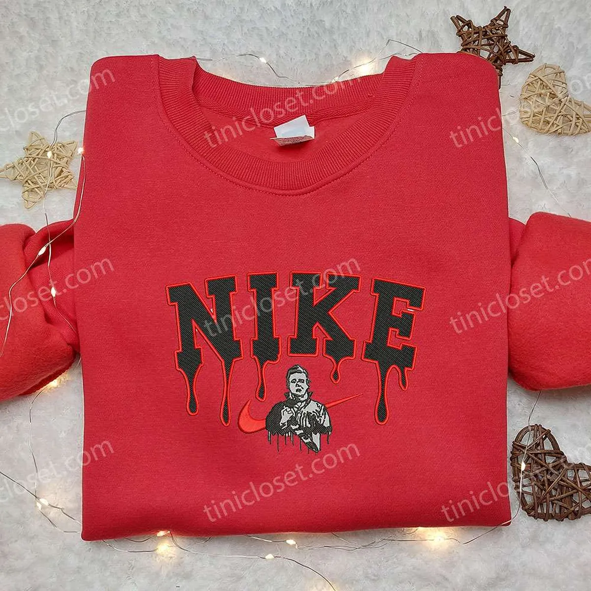 Michael Myers x Nike Embroidered Sweatshirt, Halloween Embroidered Shirt, Nike Inspired Embroidered Shirt