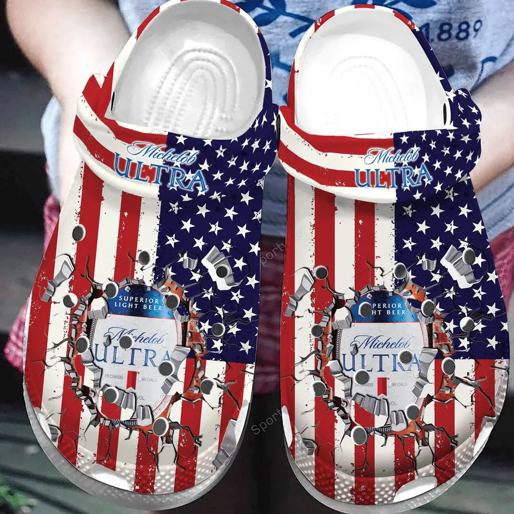 Michelob Ultra American Flag Clogs