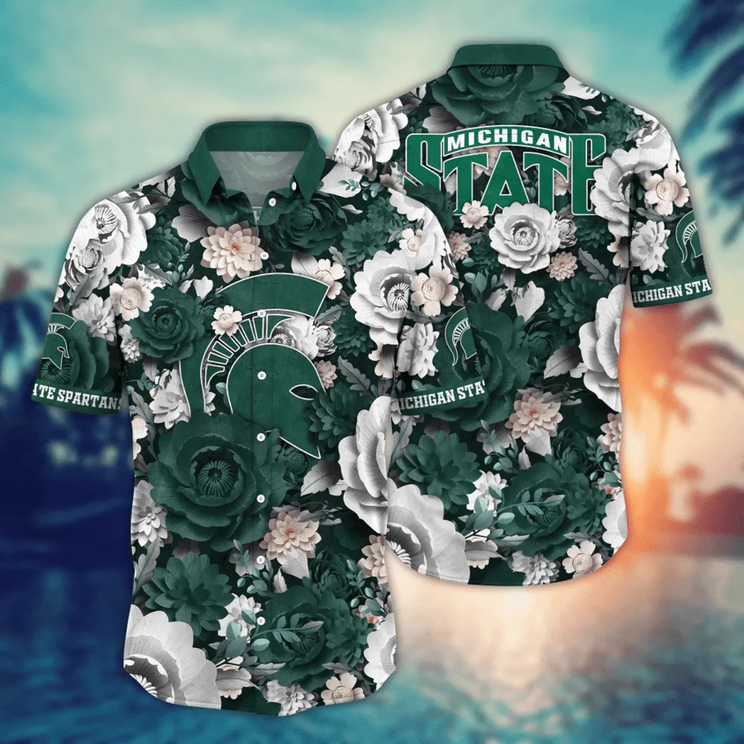 Michigan State Spartans NCAA Flower Aloha Hawaiian Shirt, Custom Summer Football Shirts VPHWA2451153686