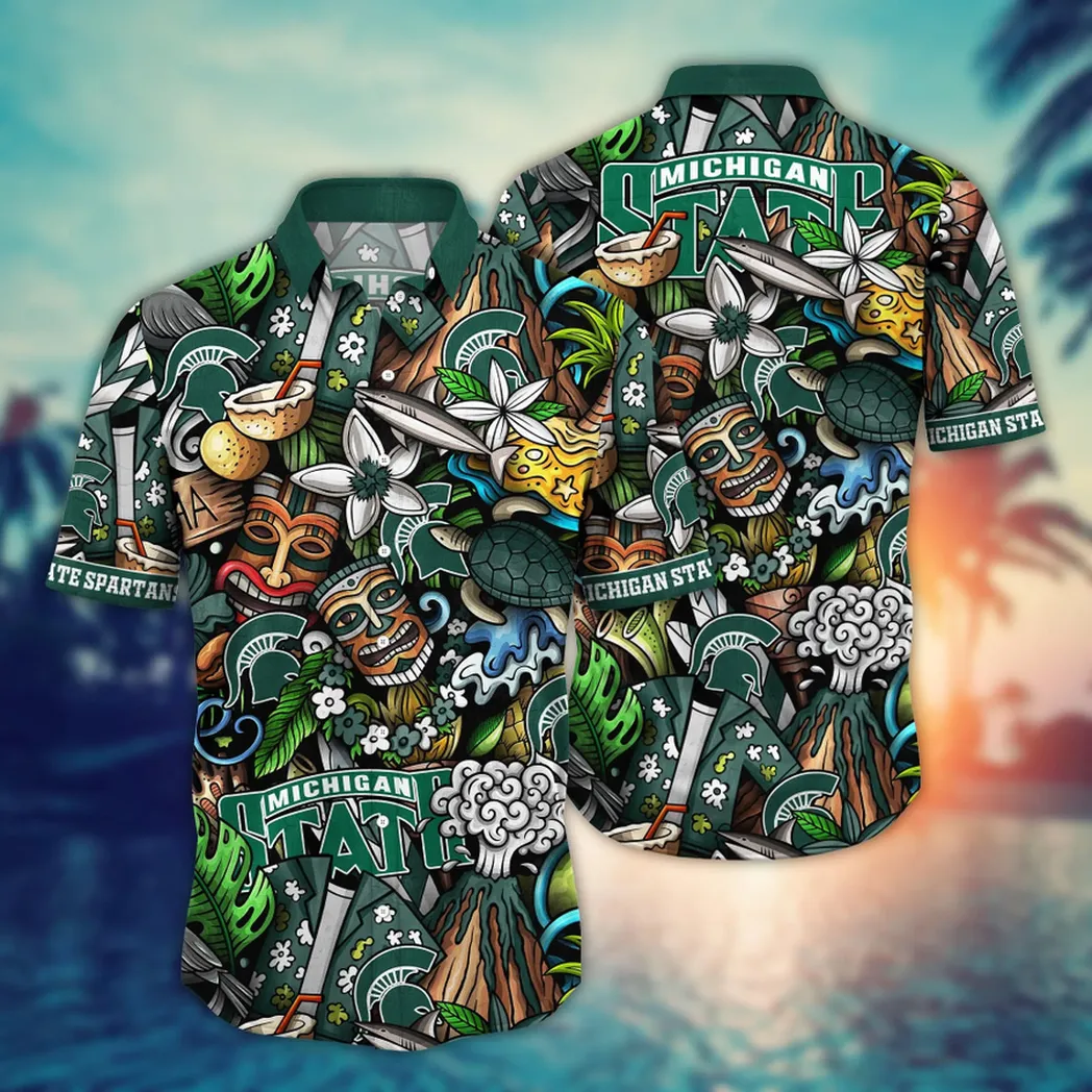 Michigan State Spartans NCAA Flower Aloha Hawaiian Shirt, Custom Summer Football Shirts VPHWA2451154309