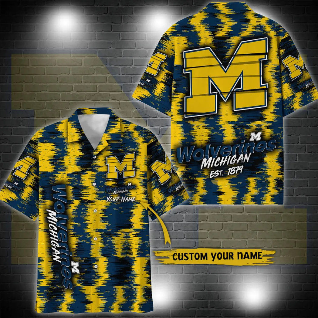 Michigan Wolverines Aloha Hawaiian Shirt Custom Your Name, Sport 3D Shirt, Gift For Fan VPHWA2451152026