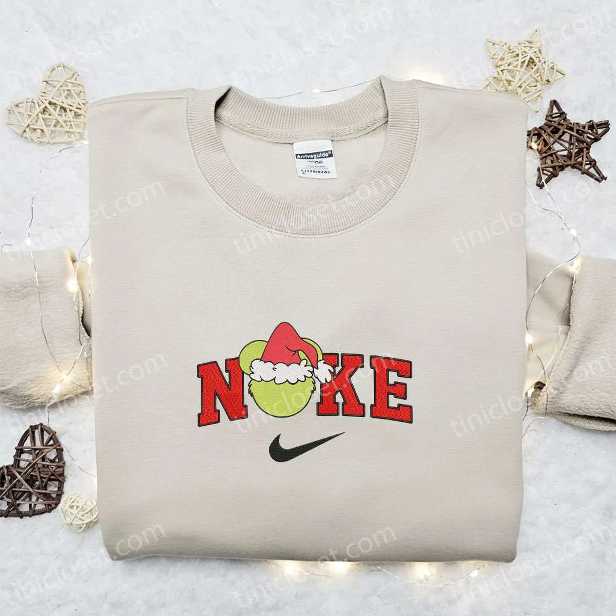 Mickey Grinch Head Xmas x Nike Embroidered Sweatshirt, Movie Christmas Embroidered Shirt, Best Christmas Gift Ideas