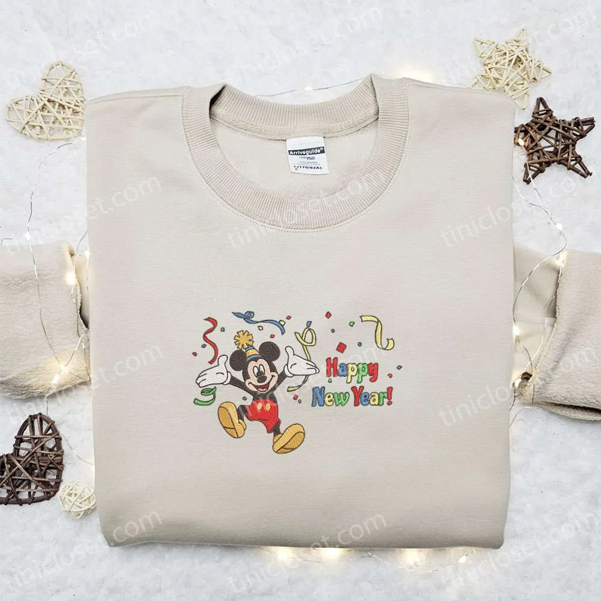 Mickey Happy New Year Cartoon Embroidered Sweatshirt, Disney Characters Movie Merry Christmas Embroidered Shirt, Best Christmas Day Gift Ideas