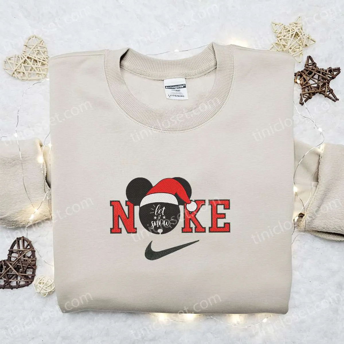 Mickey Let it Snow x Nike Christmas Embroidered Sweatshirt, Christmas Embroidered Shirt, Best Christmas Gift Ideas