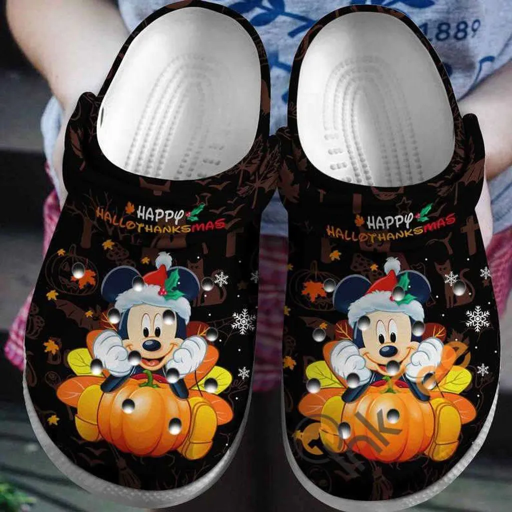 Mickey Mouse Happy Hallothanksmas Crocs Crocband Clogs