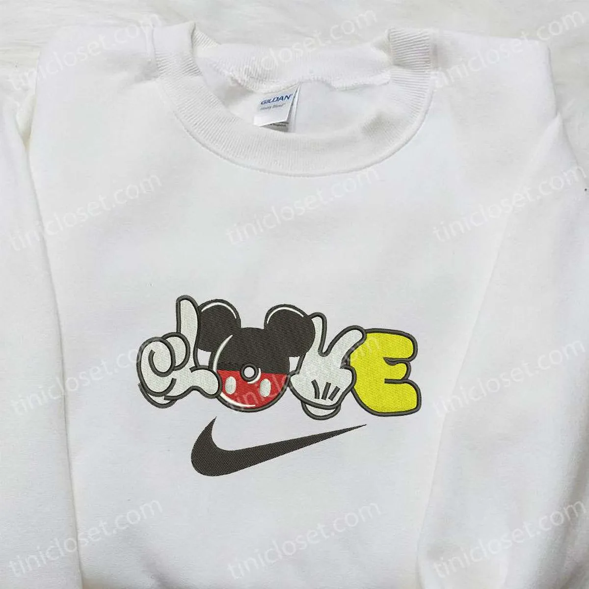 Mickey Mouse Love x Nike Embroidered Hoodie, Nike Inspired Embroidered Shirt, Best Valentine? Day Gift Ideas