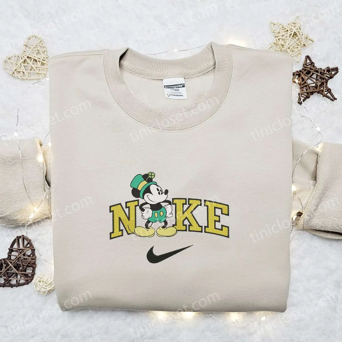 Mickey Mouse Saint Patricks x Nike Embroidered Sweatshirt, Disney Characters Movie Merry Embroidered Shirt, Best St. Patrick? Day Gift Ideas