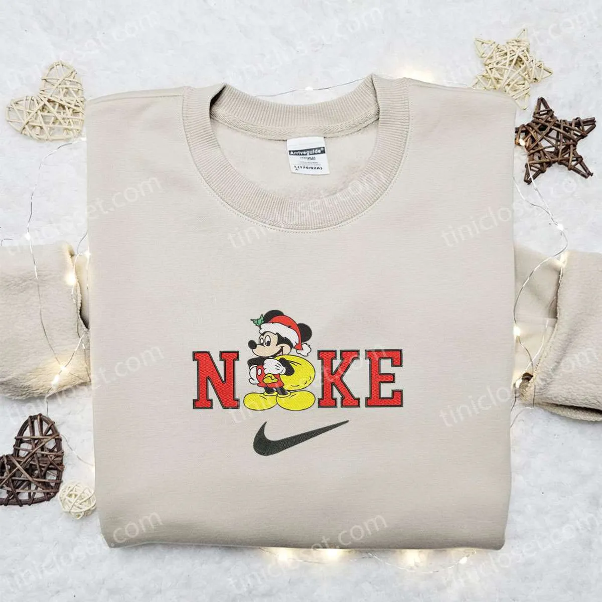 Mickey Mouse Santa Claus Disney x Nike Christmas Embroidered Sweatshirt, Christmas Embroidered Shirt, Best Christmas Gift Ideas