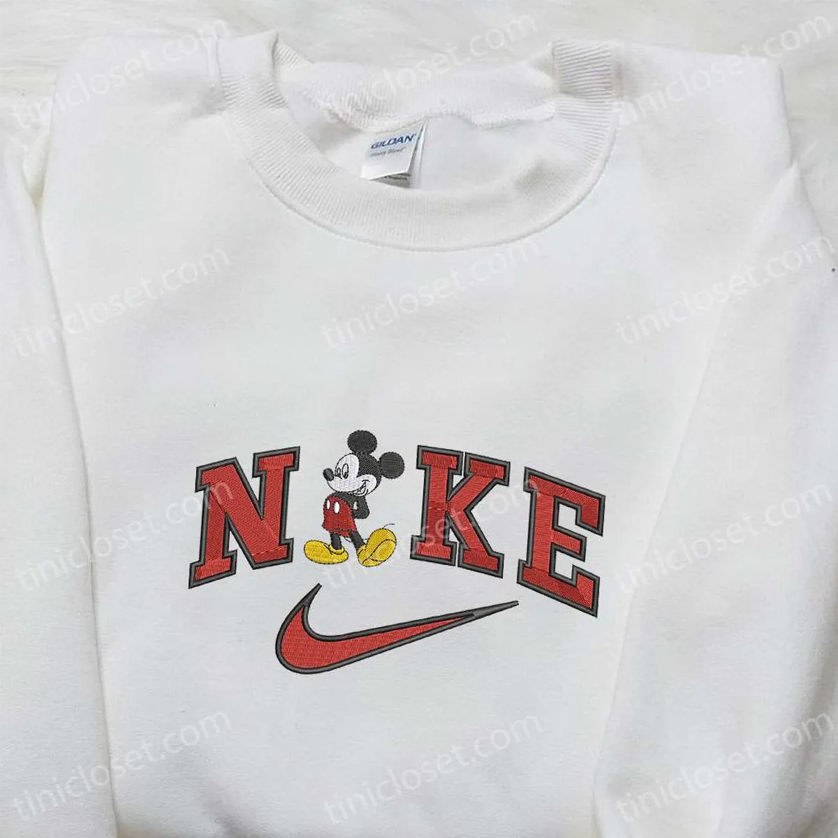 Mickey Mouse x Nike Cartoon Embroidered Shirt, Custom Nike Embroidered Shirt, Best Birthday Gift Ideas