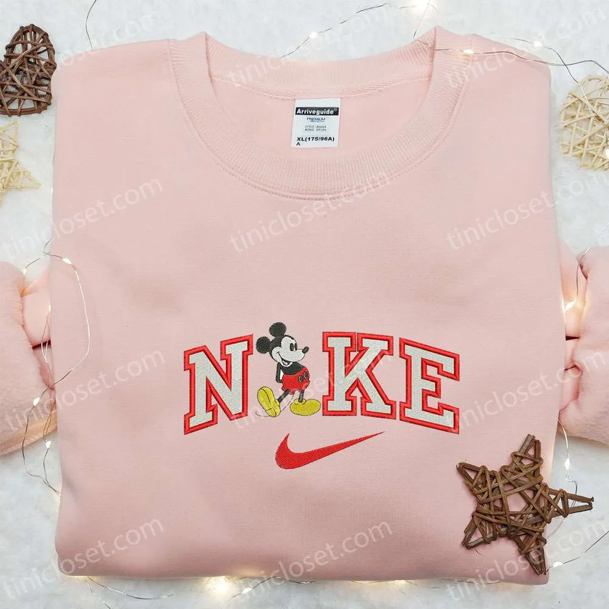 Mickey Mouse x Nike Embroidered Shirt, Disney Characters Embroidered Hoodie, Nike Inspired Embroidered Sweatshirt