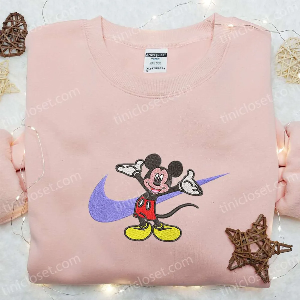 Mickey Mouse x Nike Swoosh Cartoon Embroidered Hoodie, Disney Characters Embroidered Shirt, Nike Inspired Embroidered Shirt