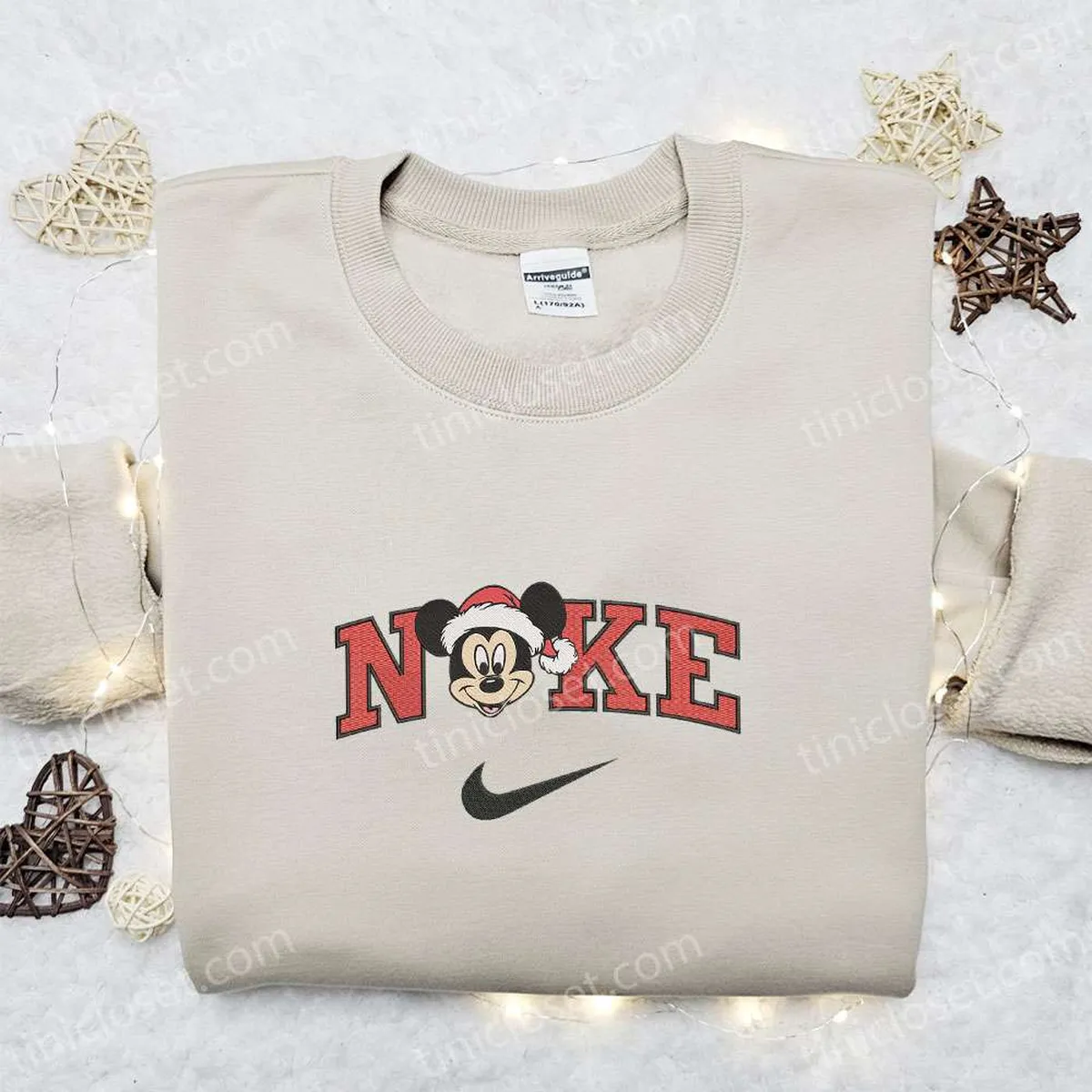 Mickey Mouse Xmas Hat x Nike Christmas Embroidered Sweatshirt, Disney Movie Christmas Embroidered Shirt, Best Christmas Gift Ideas