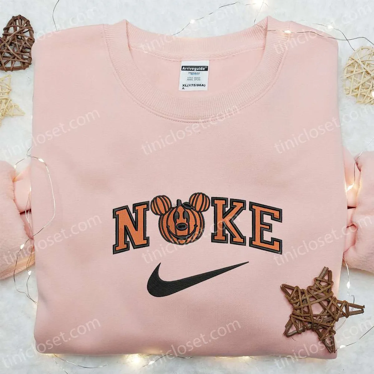 Mickey Pumpkin x Nike Embroidered Shirt, Halloween Embroidered Hoodie, Nike Inpsired Embroidered Sweatshirt