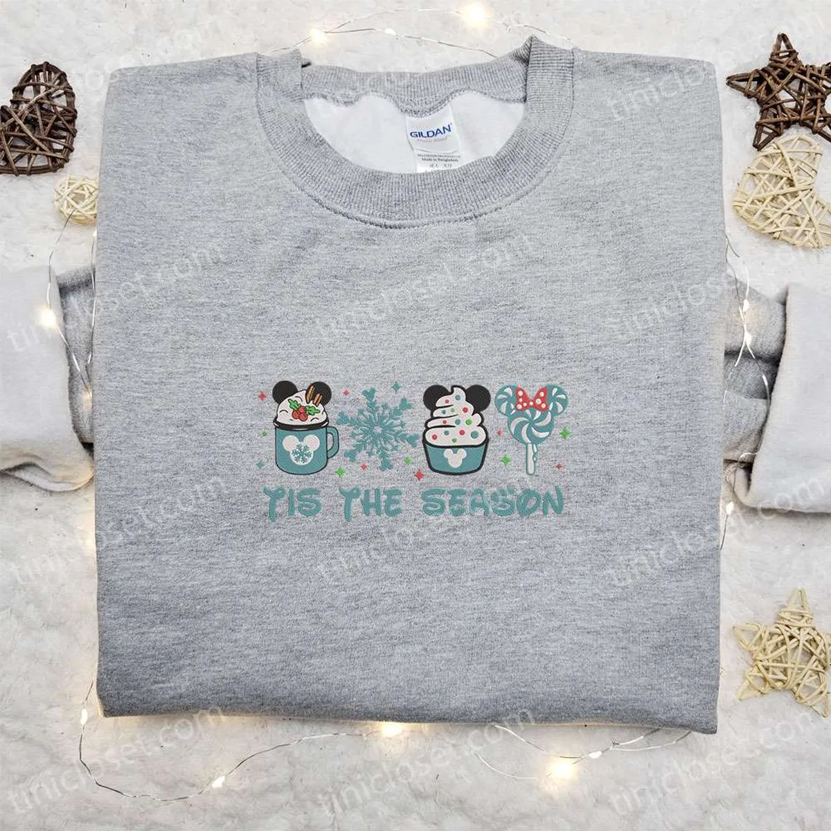 Mickey Tis The Season Christmas Embroidered Sweatshirt, Christmas Embroidered Shirt, Best Christmas Gift Ideas