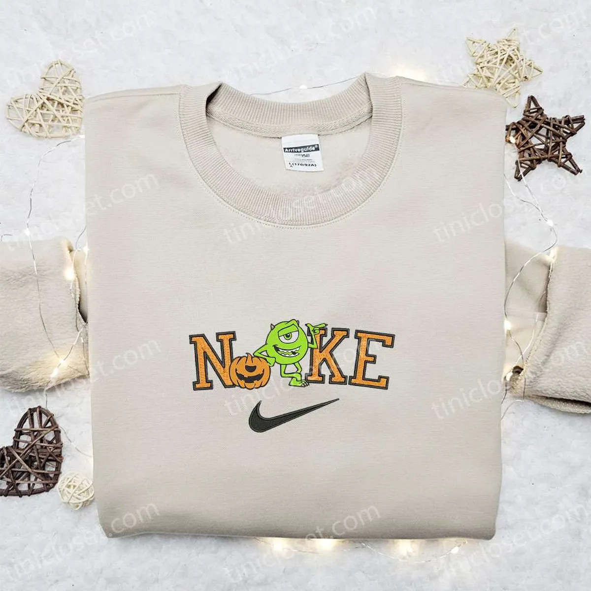 Mike Wazowski Pumpkin Halloween x Nike Embroidered Sweatshirt, Halloween Embroidered Shirt, Best Halloween Gift Ideas