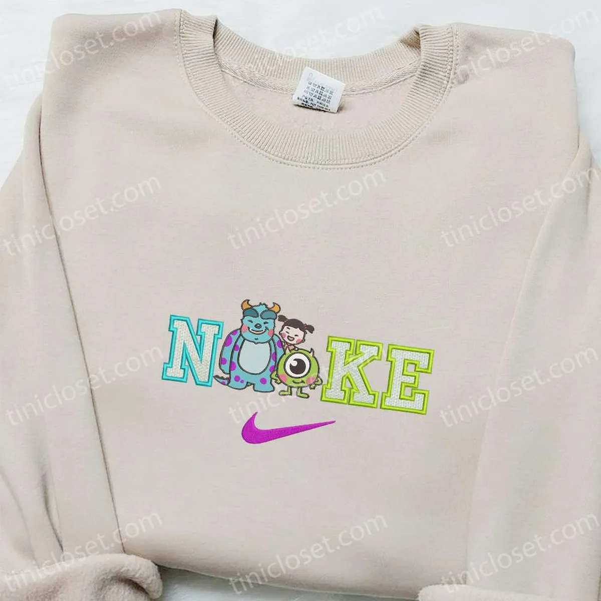 Mike Wazowski Sullivan Boo x Nike Embroidered Sweatshirt, Monsters Inc Characters Embroidered Shirt, Best Birthday Gift Ideas for Family