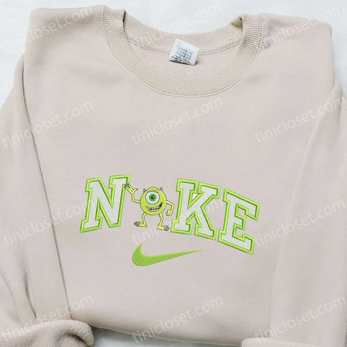 Mike Wazowski x Nike Cartoon Embroidered Tshirt, Nike Inspired Embroidered Shirt, Best Birthday Gift Ideas