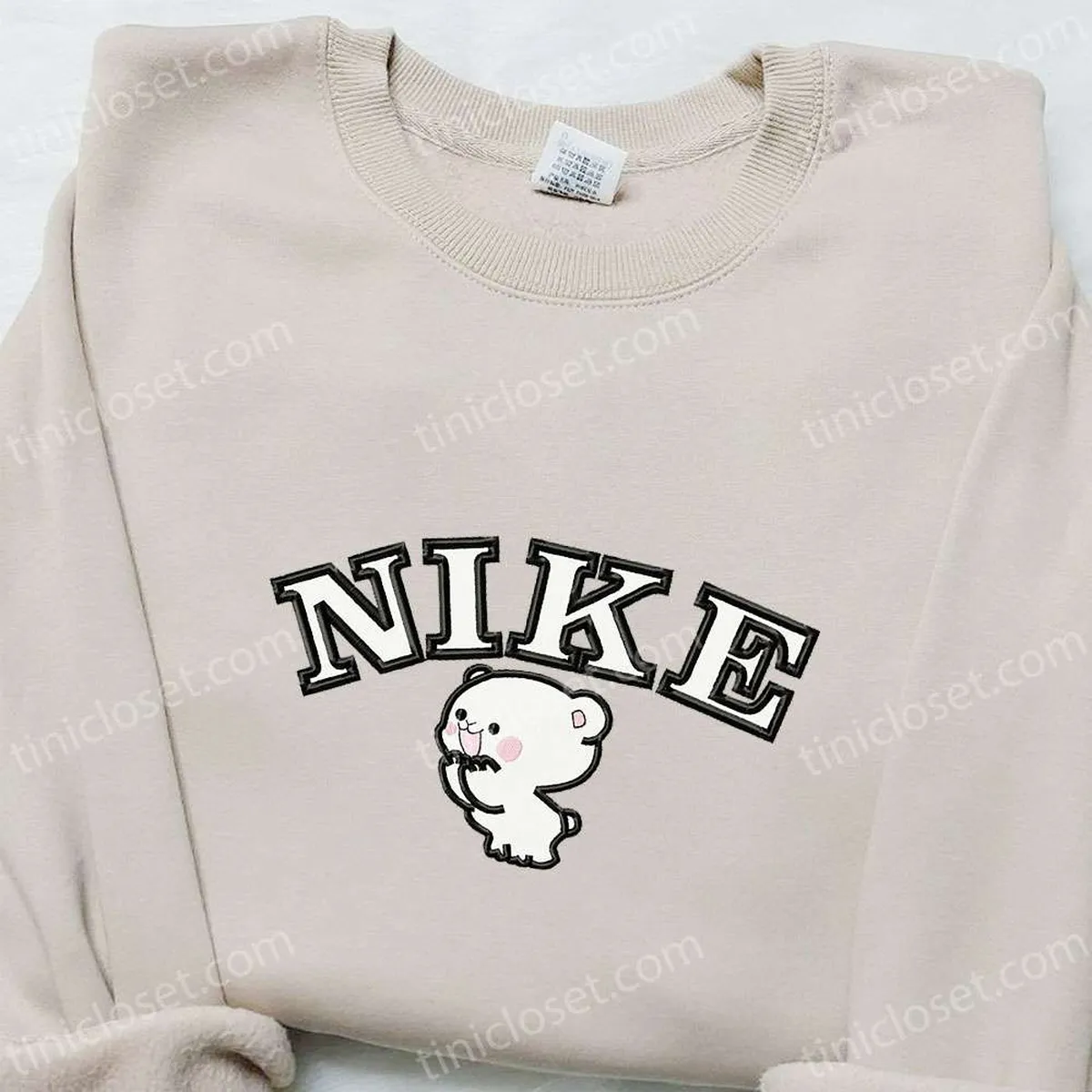 Milk Bear x Nike Cartoon Embroidered Shirt, Nike Inspired Embroidered T-shirt, Best Gift Ideas for Family