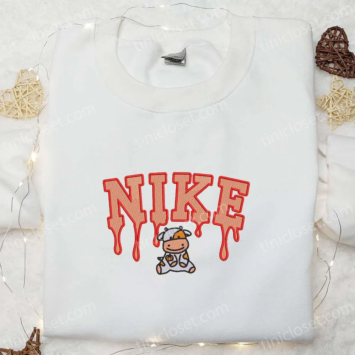 Milk Cow Orange x Nike Embroidered Shirt, Nike Inspired Embroidered Hoodie, Best Gifts For Family