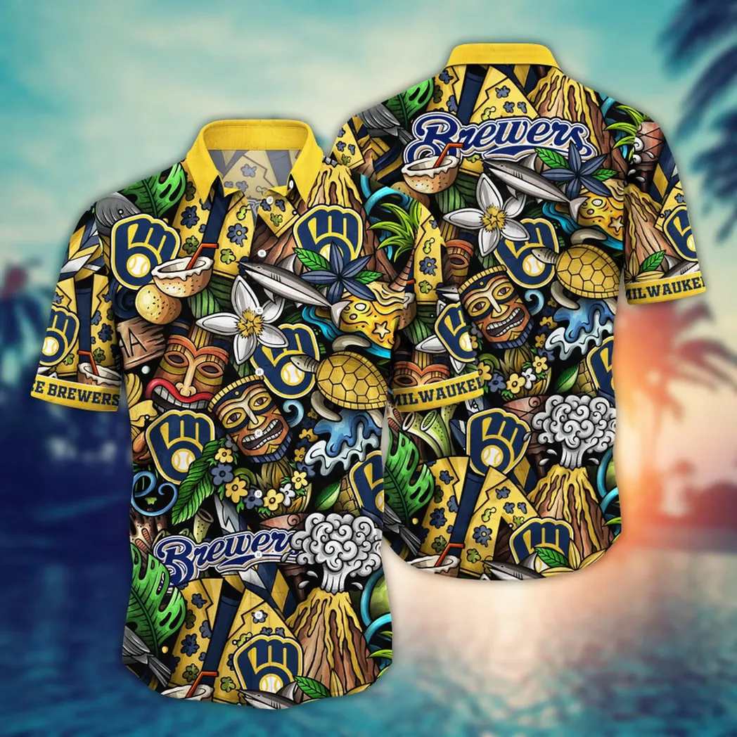 Milwaukee Brewers MLB Flower Aloha Hawaiian Shirt, Custom Summer Football Shirts VPHWA2451152794