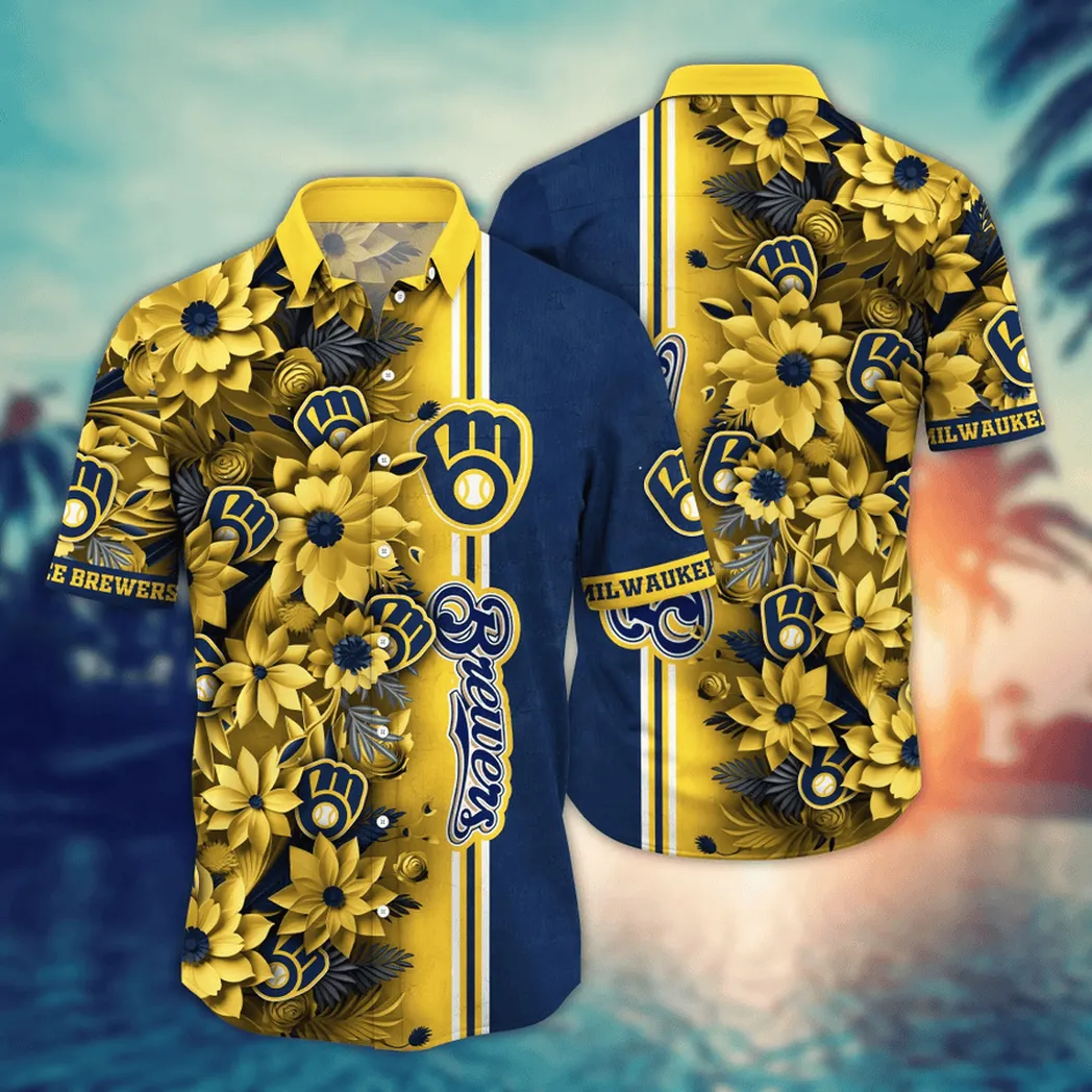 Milwaukee Brewers MLB Flower Aloha Hawaiian Shirt, Custom Summer Football Shirts VPHWA2451153242