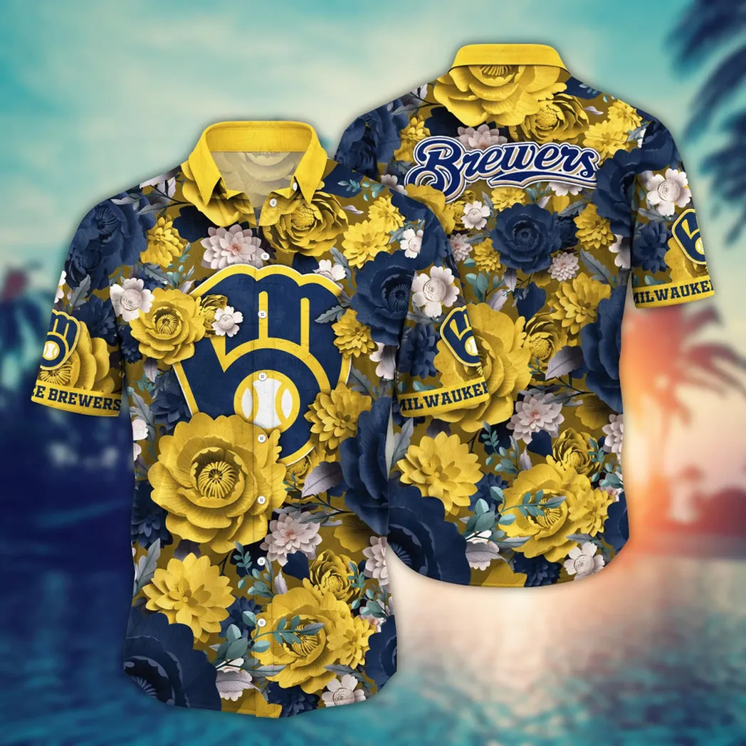 Milwaukee Brewers MLB Flower Aloha Hawaiian Shirt, Custom Summer Football Shirts VPHWA2451154871