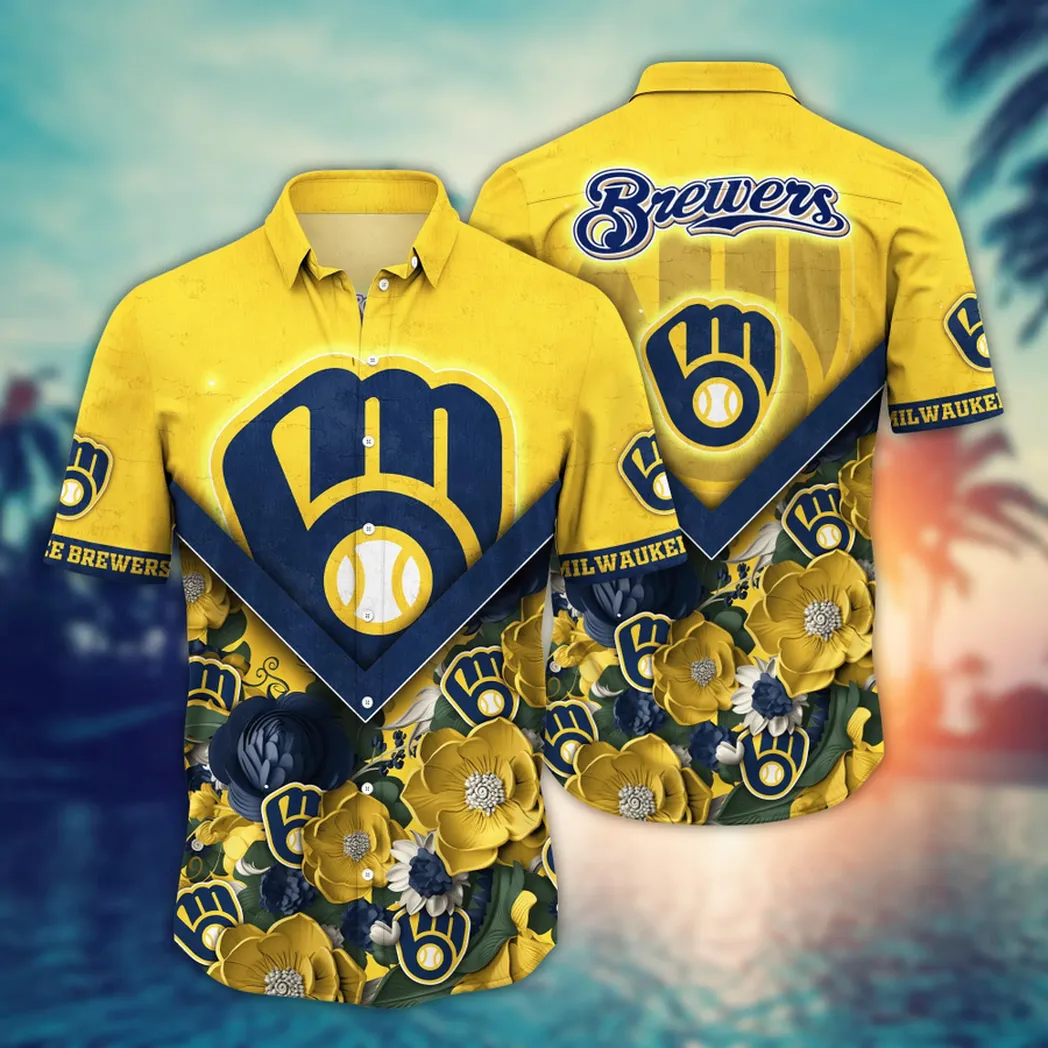 Milwaukee Brewers MLB Flower Aloha Hawaiian Shirt, Custom Summer Football Shirts VPHWA2451154929