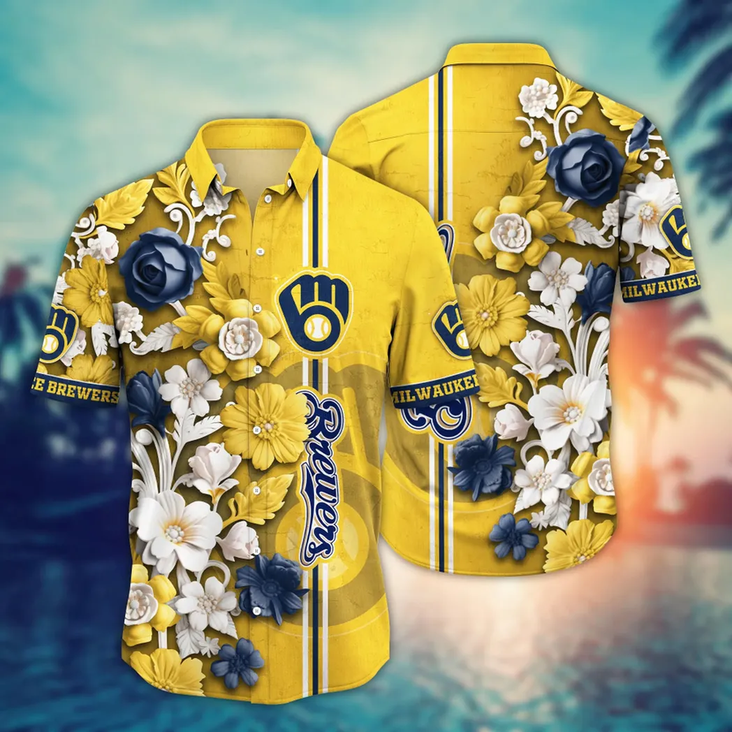 Milwaukee Brewers MLB Flower Aloha Hawaiian Shirt, Summer Football Shirts VPHWA2451155056